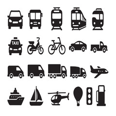transportation icons set vector