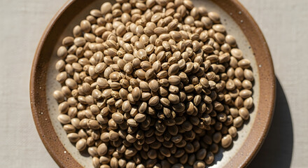 Fototapeta premium Pile of Dried White Beans Ready for Planting or Cooking.
