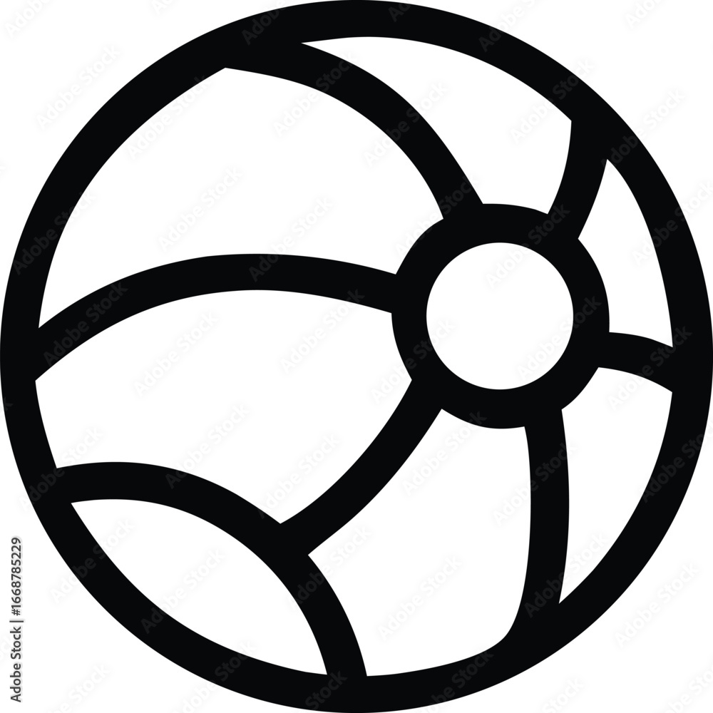 Poster abstract circular graphic design featuring intersecting curved lines radiating from a central circle