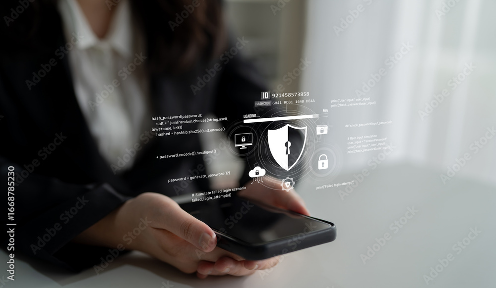 Aufkleber cyber security protects against breaches, hacks, and network attacks using strong infrastructure and