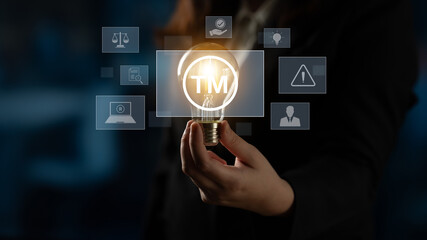 Trademark protection and legal compliance with TM icon, copyright law, patent check, intellectual...