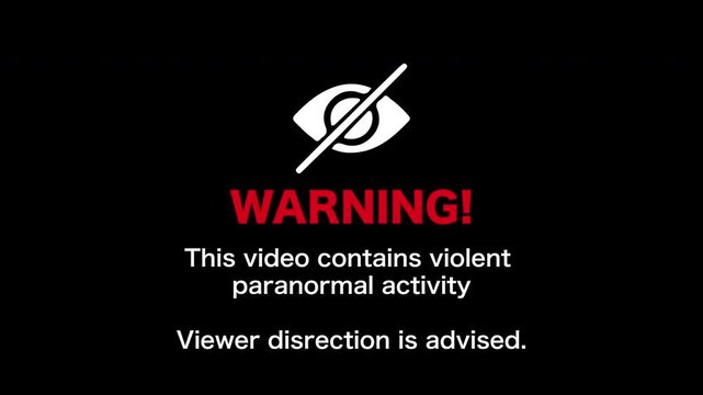 Censor eye Icon warning adult and explicit content, viewer direction advised, sensitive sign animation background. This video contains violent paranormal activity