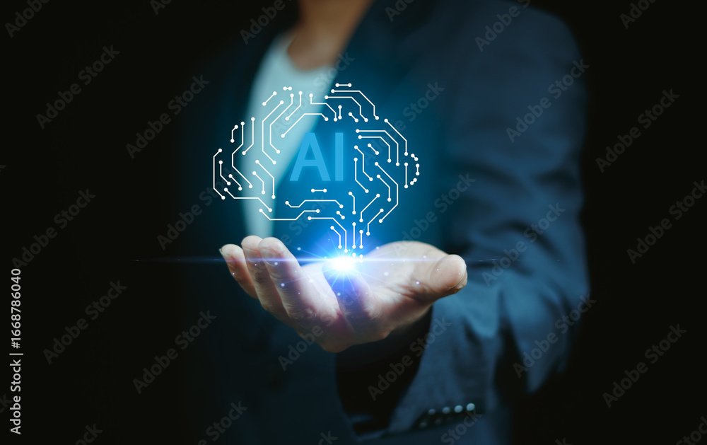 Aufkleber ai creates communication systems people using intelligent robot technology artificial intelligence, 
