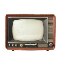 Vintage television isolated on a white transparent background