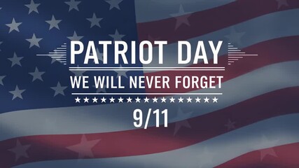 Patriot Day 9/11 remembrance with American flag background, a solemn tribute to those lost and honoring the spirit of unity and resilience.