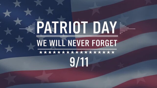 Patriot Day 9/11 remembrance with American flag background, a solemn tribute to those lost and honoring the spirit of unity and resilience. - Powered by Adobe