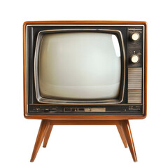 Vintage television isolated on a white transparent background
