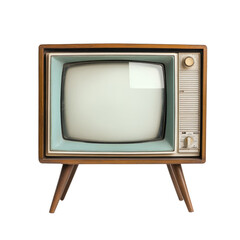 Vintage television isolated on a white transparent background