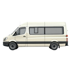 White Cargo Delivery Van Side View isolated on a white transparent background
