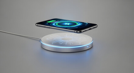 Cutting-edge smartphone wirelessly charging with advanced technology, depicting a convenient power solution
