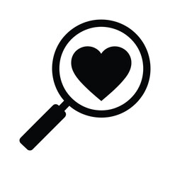 Magnifying glass with heart symbol healthcare icon isolated on white background