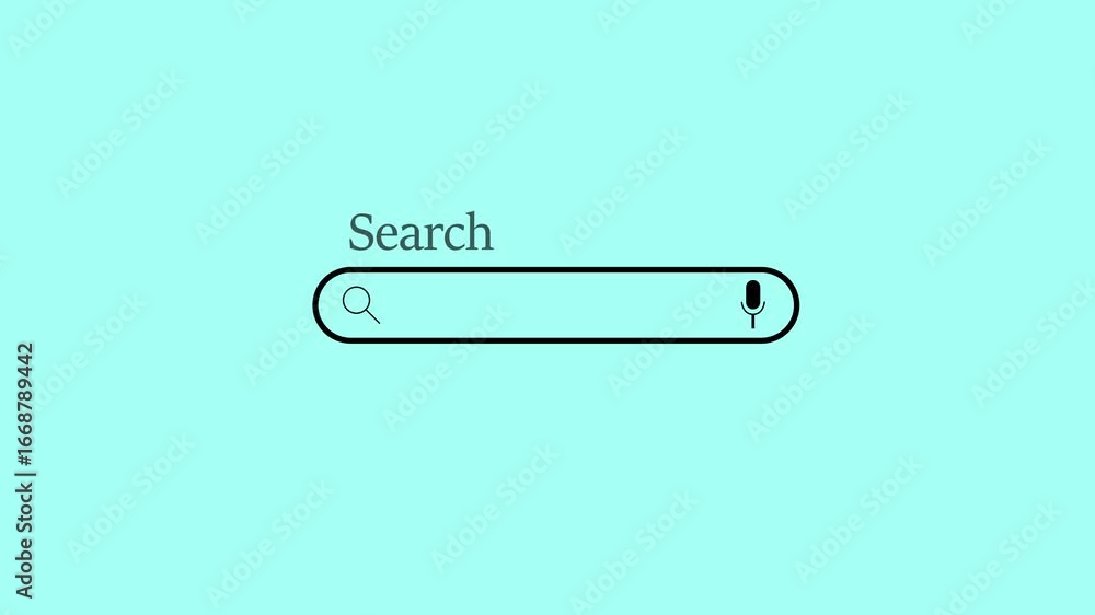 Fototapete search icon with microphone animation. web search engine bar motion graphics animation on transparen