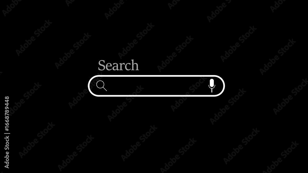 Fototapete search icon with microphone animation. web search engine bar motion graphics animation on transparen