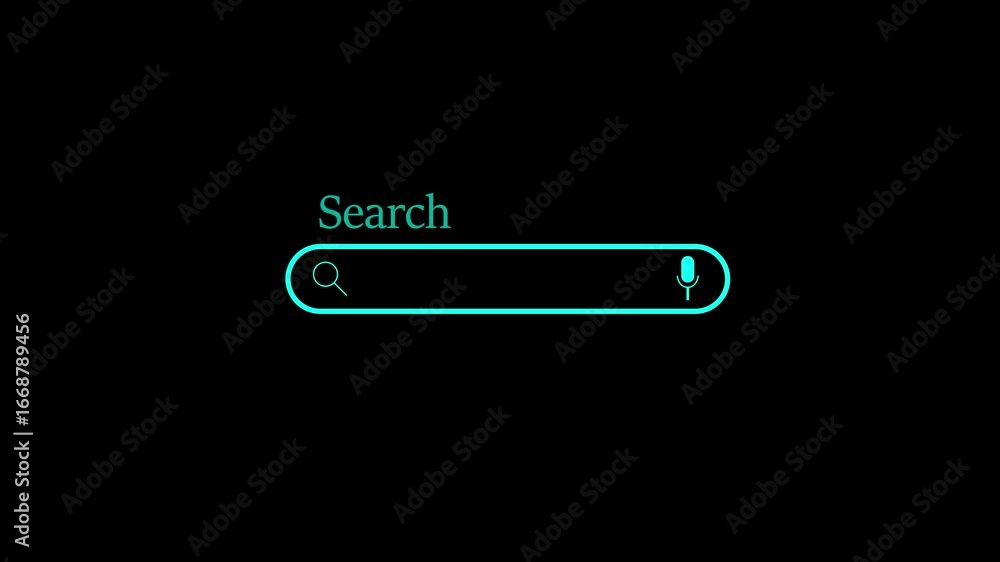 Fototapete search icon with microphone animation. web search engine bar motion graphics animation on transparen