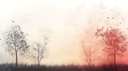 Autumn-themed background with faded tree silhouettes and empty foreground 