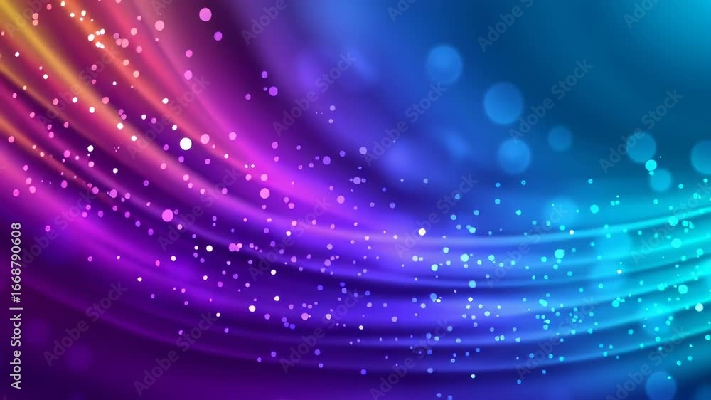 Aufkleber colorful flowing waves create a dynamic abstract design with glowing bokeh lights. bright hues blend