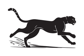 Silhouette of a powerful black panther in full stride