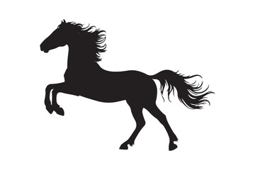 Majestic black horse silhouette rearing upward
