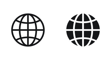 Globe Outline and silhouette icon set , Website icon . 
