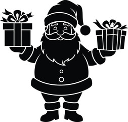 Christmas santa claus vector art of santa claus holding christmas gifts, a festive illustration for holiday season vector