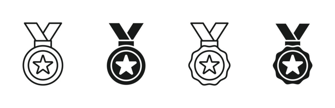 Madel vector icon set in outline and flat style . 