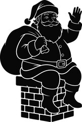 Christmas santa claus vector art of santa claus sitting on chimney, christmas character for holiday season celebration and decoration vector
