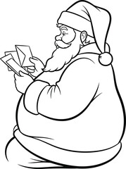 Christmas santa claus vector art of santa claus reading letters, a festive character for christmas and holiday season vector