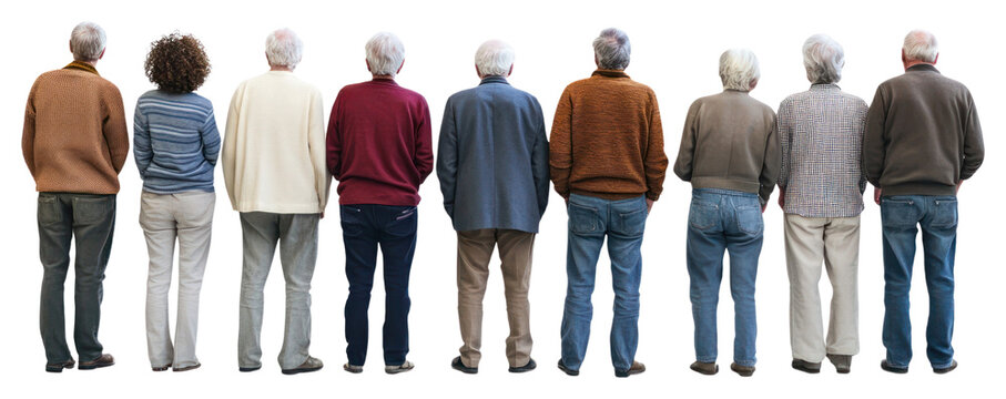 PNG Group of senior people looking on blank wall person back background.