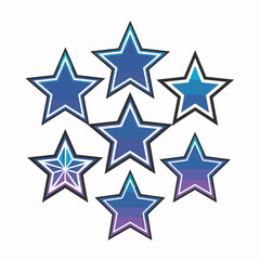 Obraz premium Set of blue 5-pointed stars in solid outline and gradient styles arranged in a circle