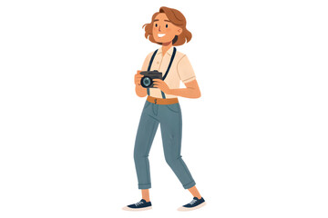 Fototapeta premium Caucasian Female Photographer with Camera