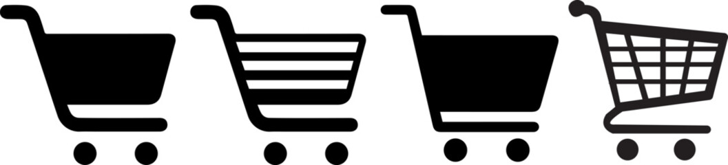 Shopping cart silhouette vector set with transparent background. © Tania
