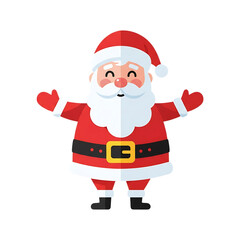 Cheerful santa claus character spreading arms wide offering holiday joy and christmas spirit festive celebration