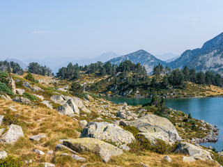 Alpine Lake and Rocky Landscape in Neouvielle Massif, Pyrenees