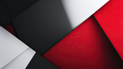 Abstract geometric shapes in black, white, and red
