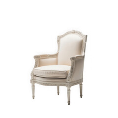 Naklejka premium French Louis XVI armchair, luxury carved design, white background