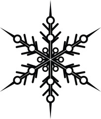 Snowflakes vector art of elegant black snowflake with circular accents for festive winter designs vector