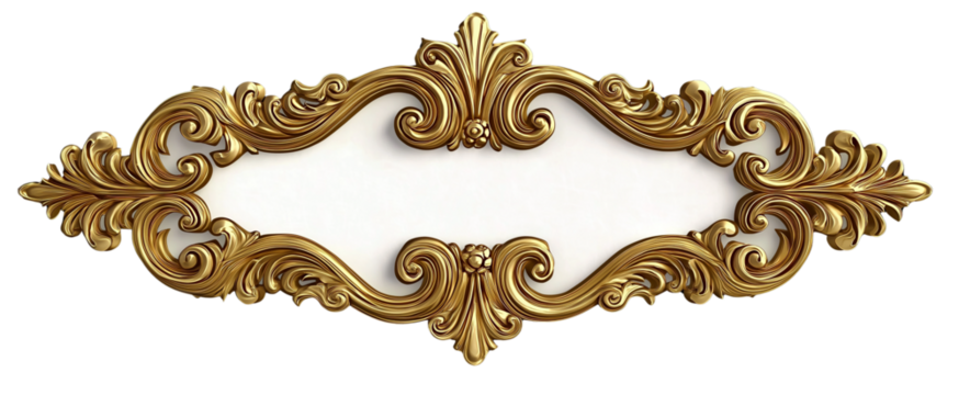  vgolden baroque-style nameplate with a white background, no text, no shadows, no color projection, 