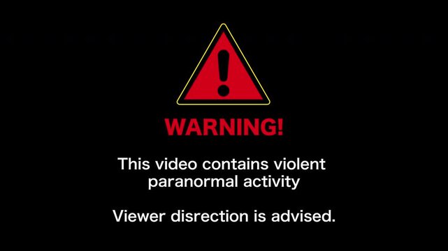 Warning sign viewer direction advised, sensitive, adult content animation