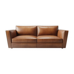 Fototapeta premium Modern European leather sofa, isolated, white background, realistic, high quality