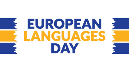 European Languages Day text with side lines on a White background. Which is observed every year in September to celebrate and wish European Languages Day.