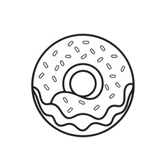 Simple outline donut icon with colorful sprinkles on white background