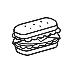 Simple outline sandwich icon for food and restaurant concepts