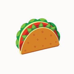 Vibrant taco icon with colorful ingredients on white background