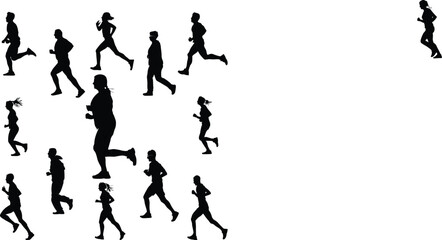 Running and Jogging Silhouettes Vector Set