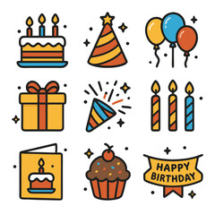 Birthday Party Celebration Icon Set
