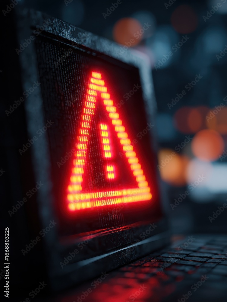 Poster system warning alert notification on computer screen cyber security breach
