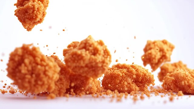 Delicious fried chicken wings closeup restaurant menu AI generated video. Golden brown chicken wings crispy texture food commercial AI generated video.