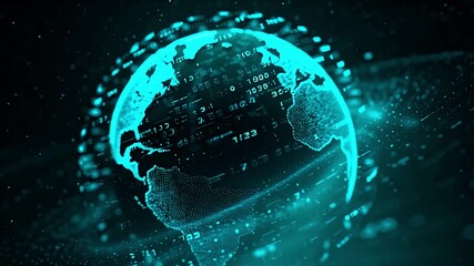 Futuristic globe animation seamless data network AI generated video modern visual effects. Global connection digital globe technology abstract background AI generated video. - Powered by Adobe