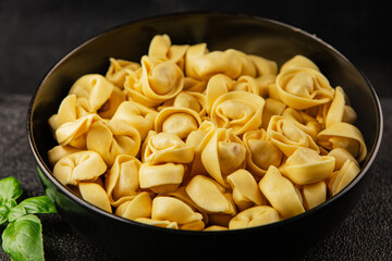 Ravioli raw filled homemade pasta filled raviolis tasty snack fresh delicious gourmet food background on the table rustic top view copy space vegetarian food