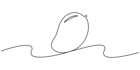 Mango icon continuous one line drawing vector illustration. One line drawing art illustration with organic mango, Continuous one line drawing of mango fruit with leaf. Continuous one line drawing. 